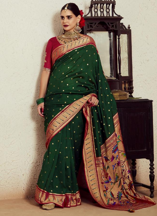 Soft Brasso Green Traditional Wear Printed Saree